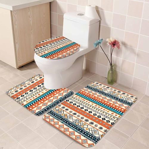3 Piece Red Christmas Bathroom Rugs and Mats Set I365799