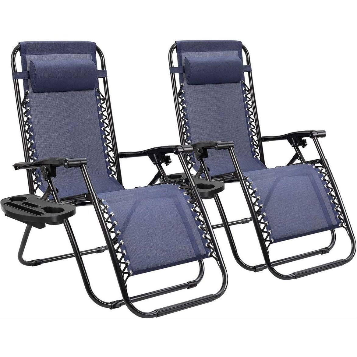 Set of 2 Black Zero Gravity Folding Lounge Chairs Z736814