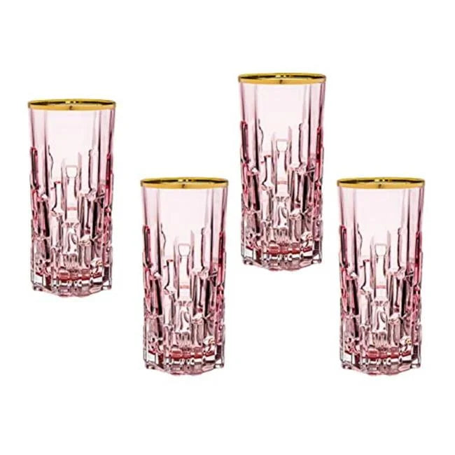 Pink Gold Rim Highball Glass Set of 4 C995
