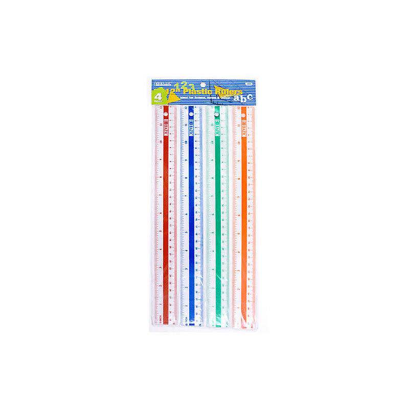 12" Plastic Ruler 4/Pack E223