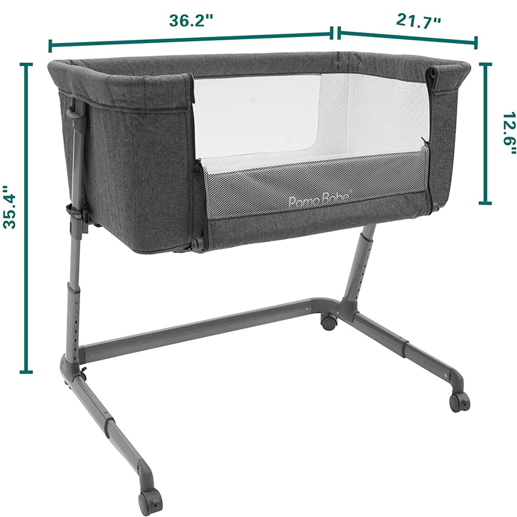 Grey Bassinet with Wheels and Folding Frame T177