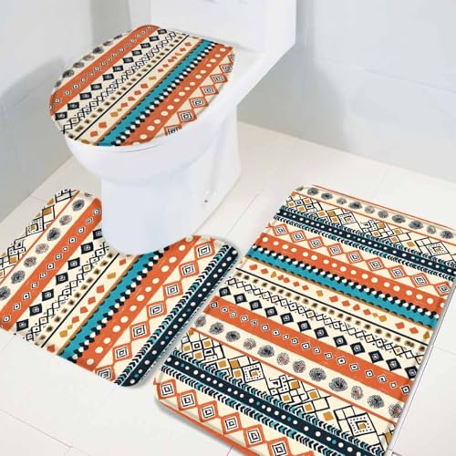 3 Piece Red Christmas Bathroom Rugs and Mats Set I365799