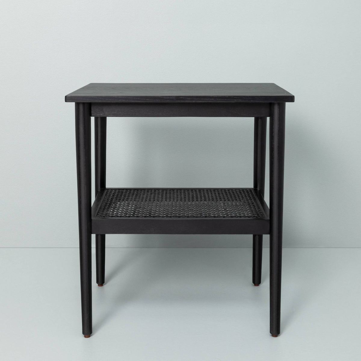 Black Wood & Cane Accent Table N3029