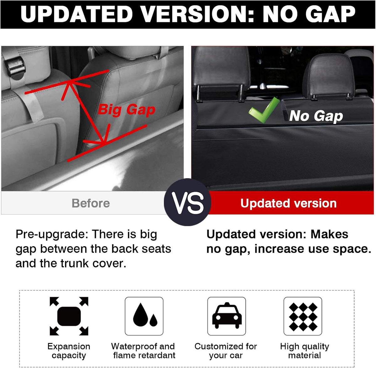 Black Retractable Rear Trunk Security Cover for Jeep Cherokee 2019-2022 S208345
