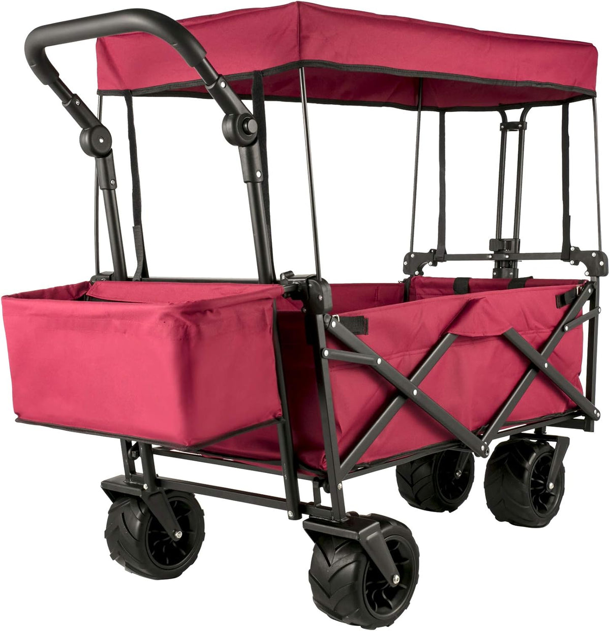 Extra Large Collapsible Garden Cart with Removable Canopy, Black L20524