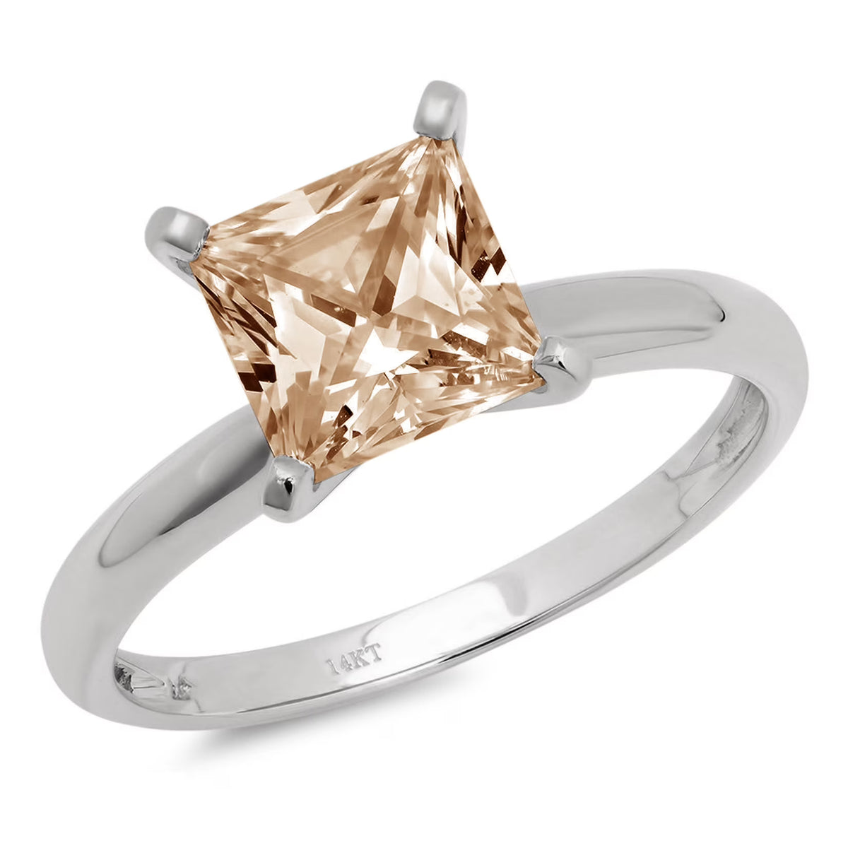 Champagne Simulated Diamond Princess Cut Ring C85602