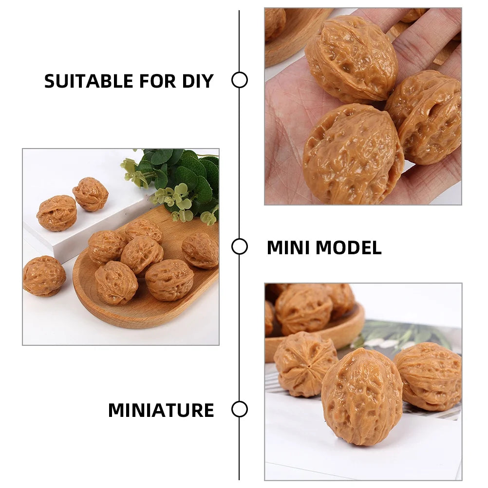 6 Pcs Faux Walnut Artificial Nuts Decorations W52266
