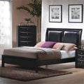 Faux Leather Queen Low Profile Bed in Black V552