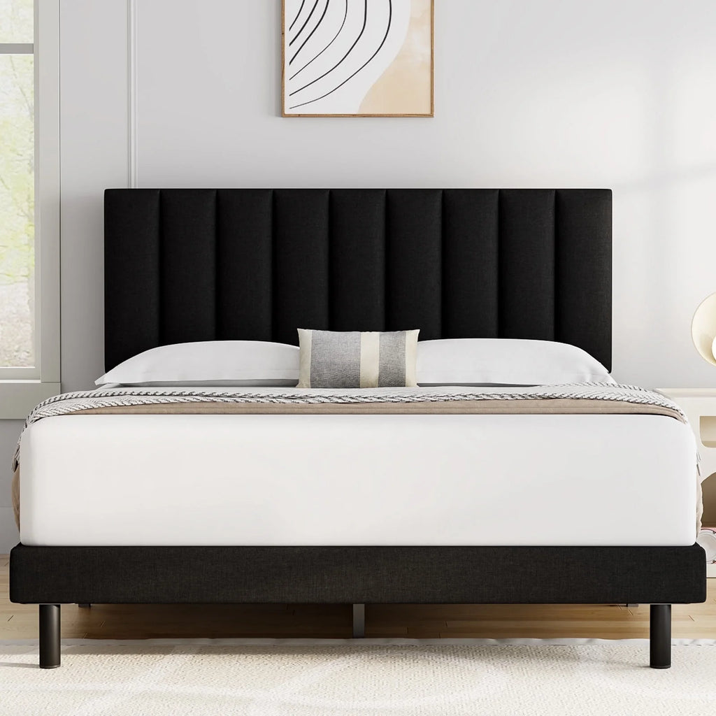 Queen Upholstered Platform Bed Frame with Headboard V828