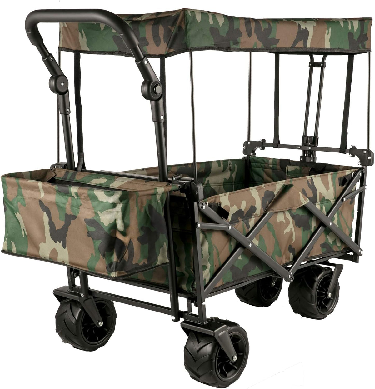 Extra Large Collapsible Garden Cart with Removable Canopy, Black L20524
