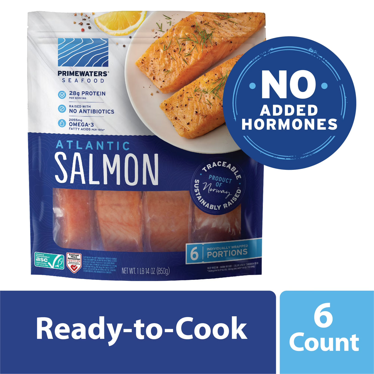 Atlantic Salmon, Frozen 30 oz (6 Count, 5 oz Portions) H6886