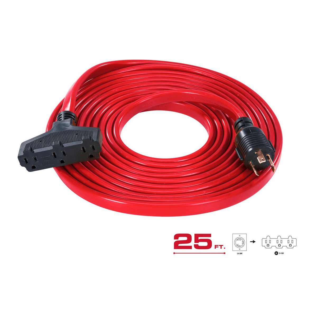 25 ft. 30 Amp 125V Generator Extension Cord Adapter V111049