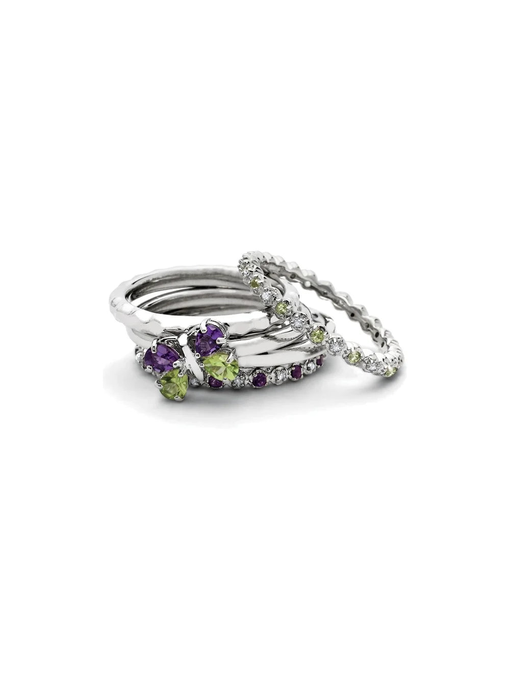Amethyst Ring 1/5 Carat (Ctw) with Diamond Accent in Sterling Silver J4106