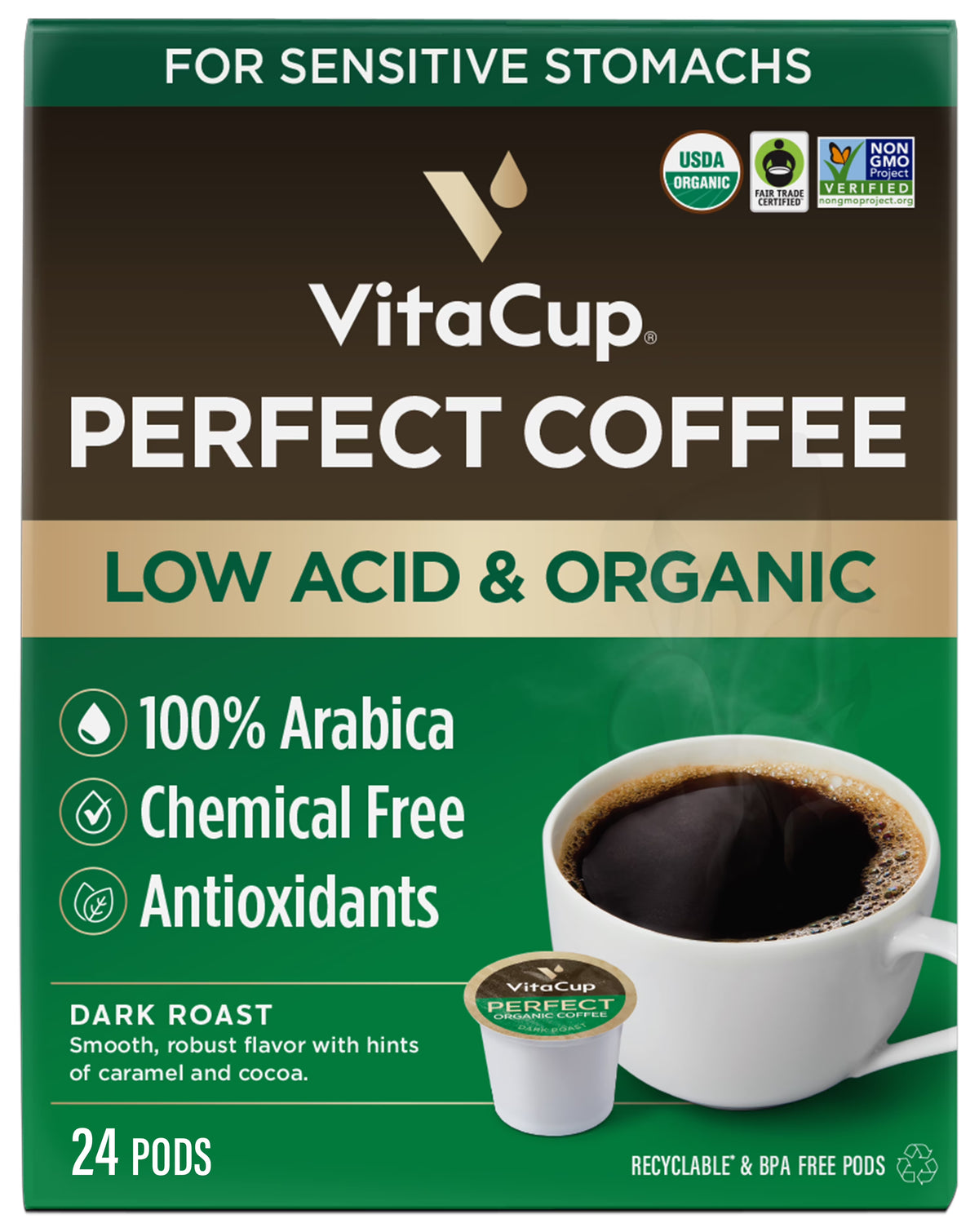 Low Acid Coffee Pods, 24 Ct T9690