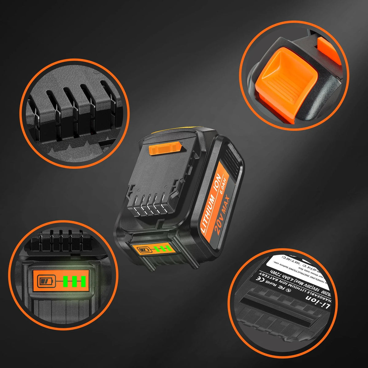 20V 6.0Ah Battery 2 Pack V810
