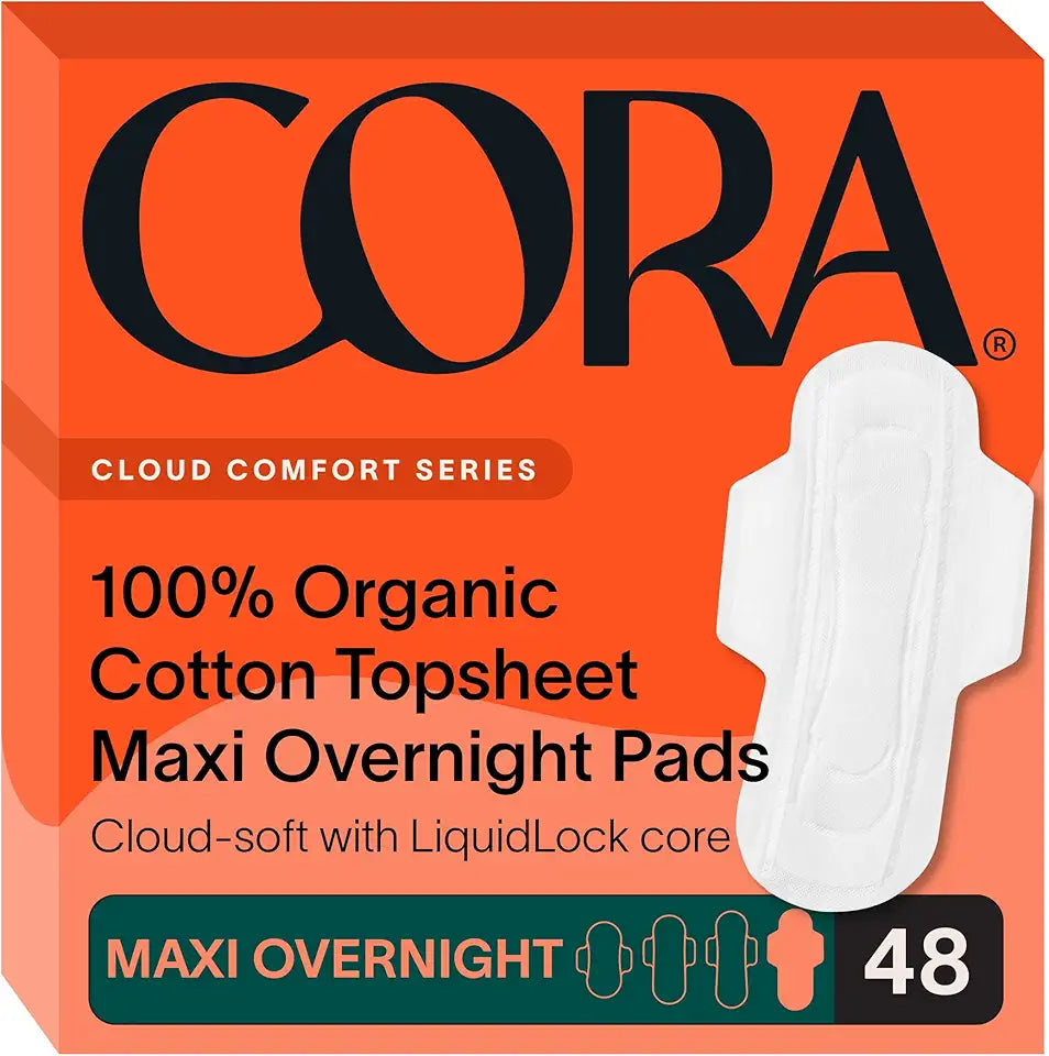 100% Organic Cotton Maxi Pads with Wings, 48 Count R863