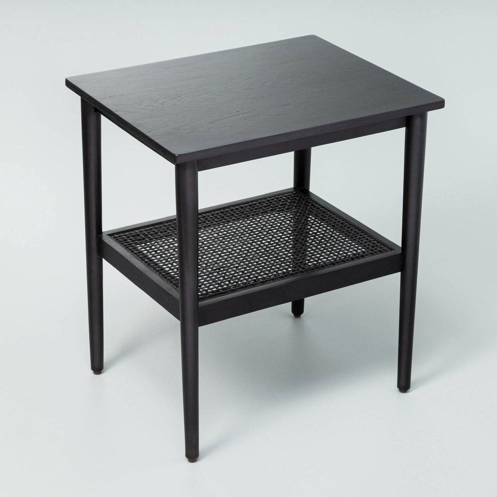 Black Wood & Cane Accent Table N3029