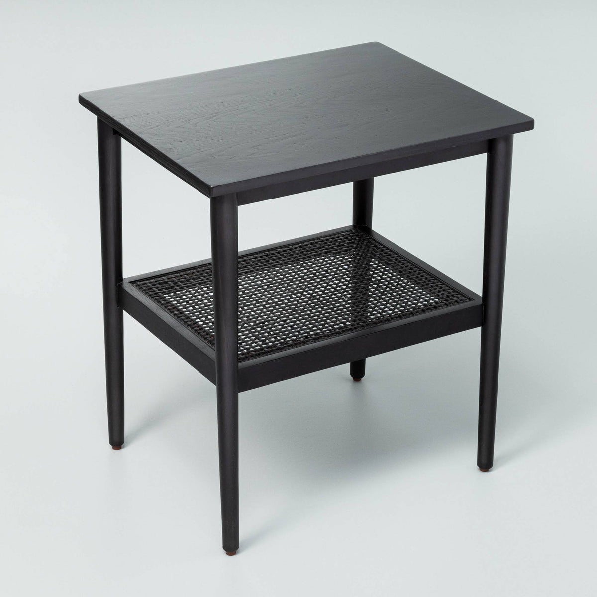 Black Wood & Cane Accent Table N3029
