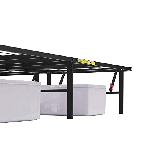 Black Foldable Metal Platform Bed Frame, Full Size, 14 inches High P697625