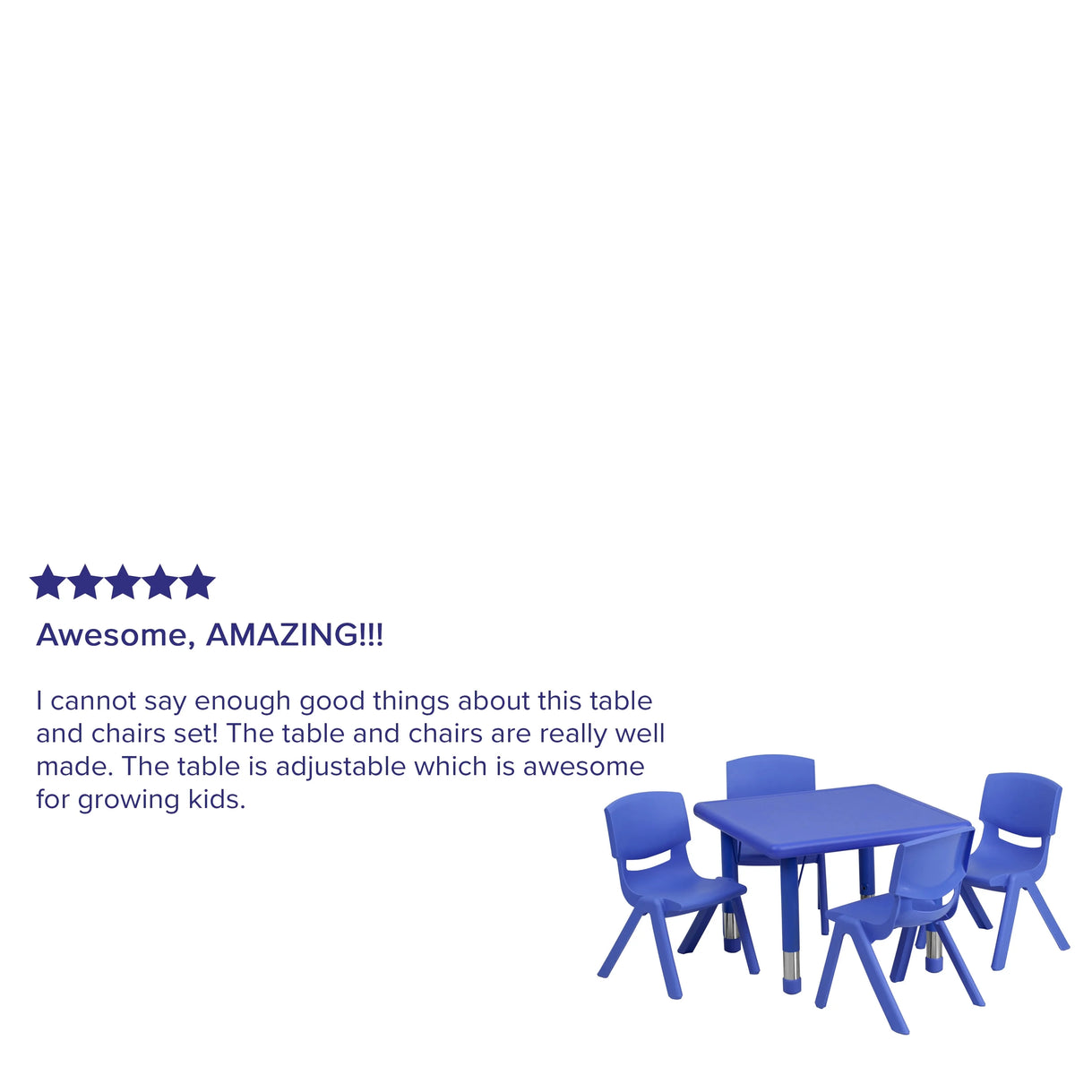 Blue Plastic Height Adjustable Activity Table Set with 4 Chairs D682038