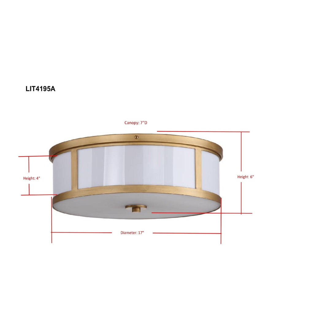 Antique Gold 2-Light Drum Flush Mount E866
