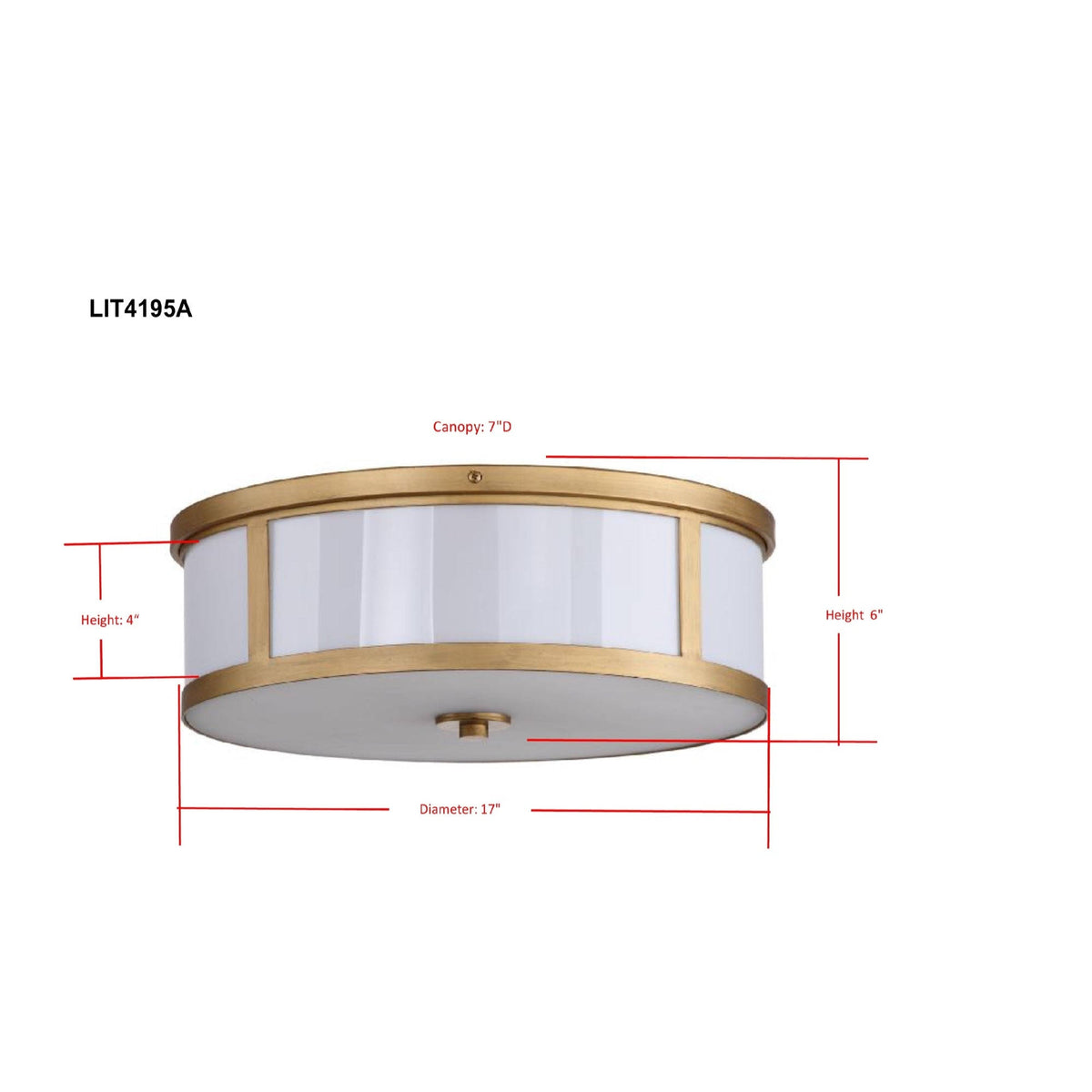 Antique Gold 2-Light Drum Flush Mount E866