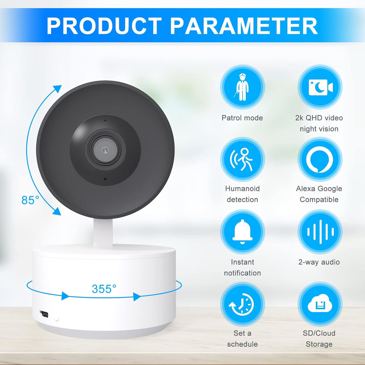 Indoor WiFi Security Camera with Infrared Night Vision and Motion Tracking R54987