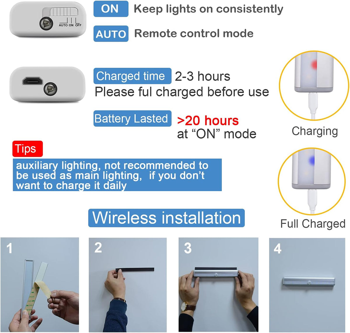 Rechargeable Touch Lights with Timer Dimmer 3 Colors H2198