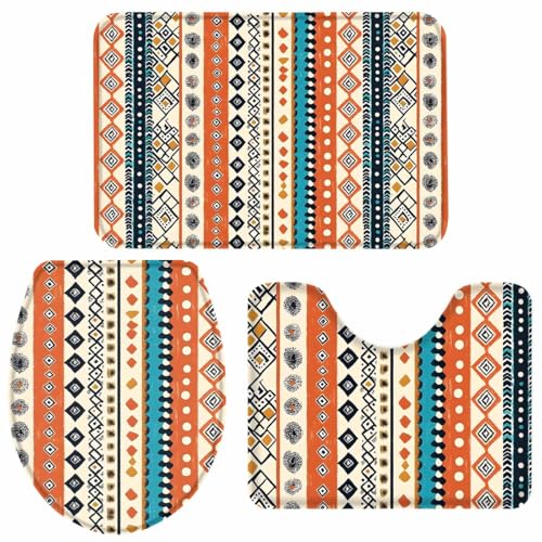 3 Piece Red Christmas Bathroom Rugs and Mats Set I365799