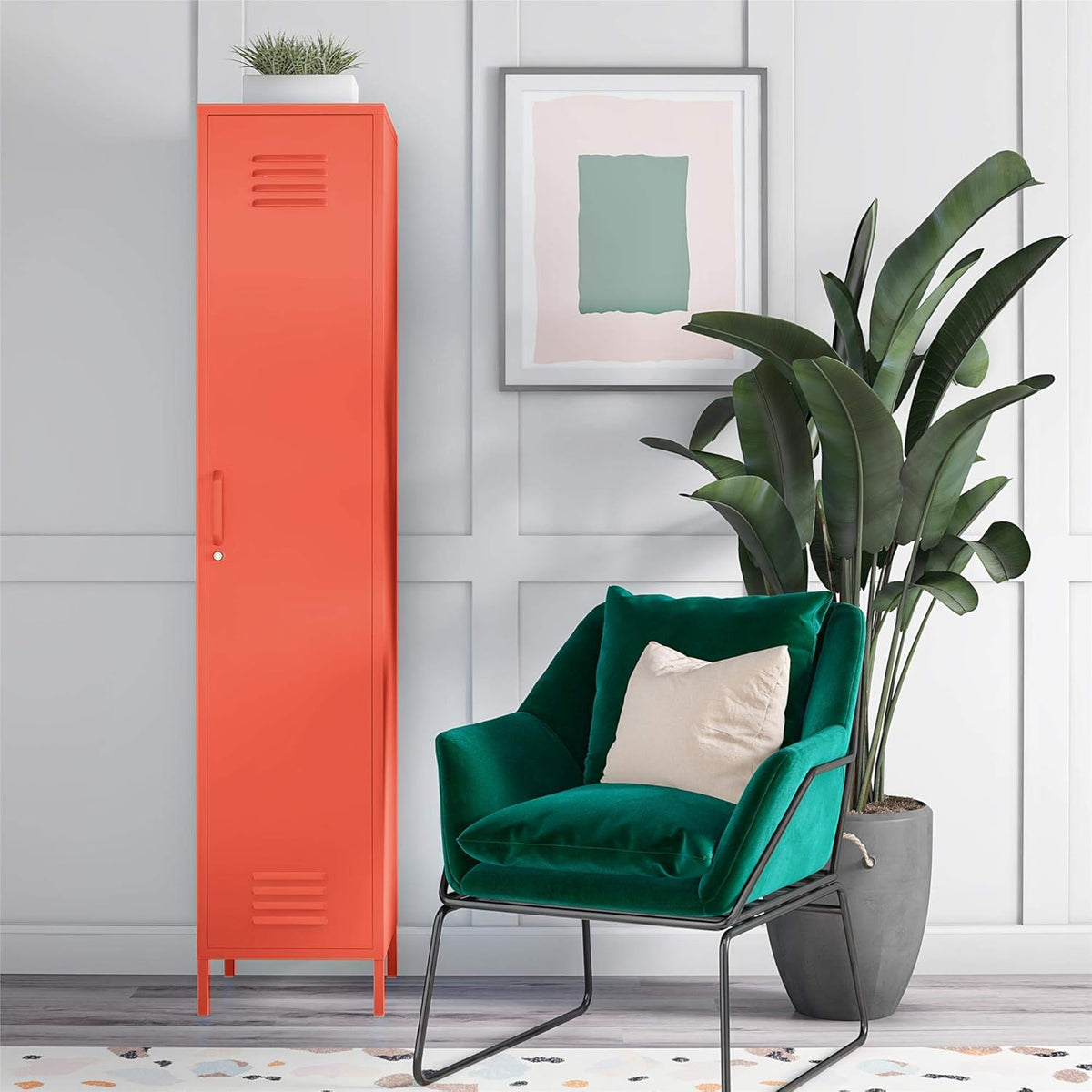 Orange Single Metal Locker Storage Cabinet T644