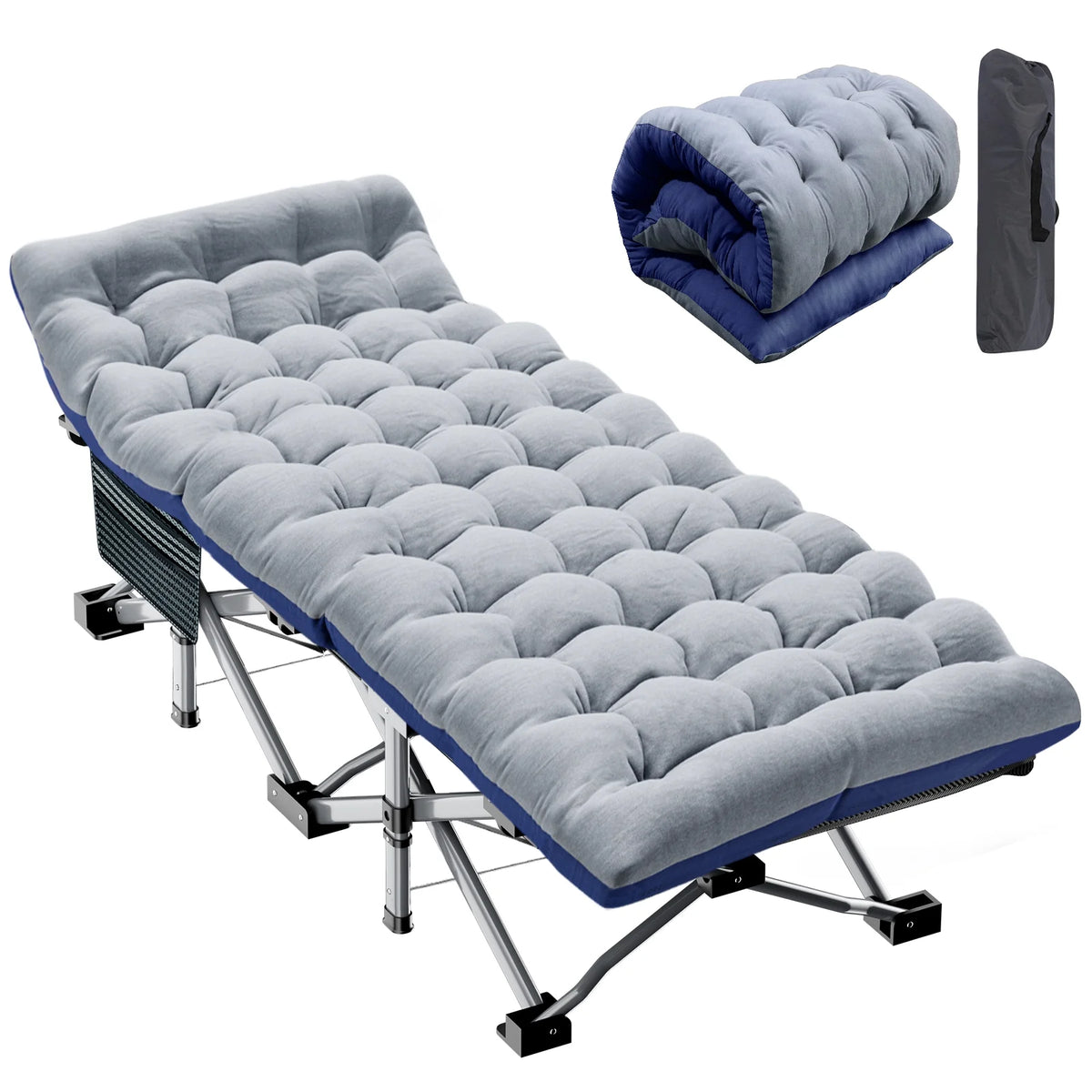 75'' Portable Folding Bed with Mattress & Carrying Bag H3380