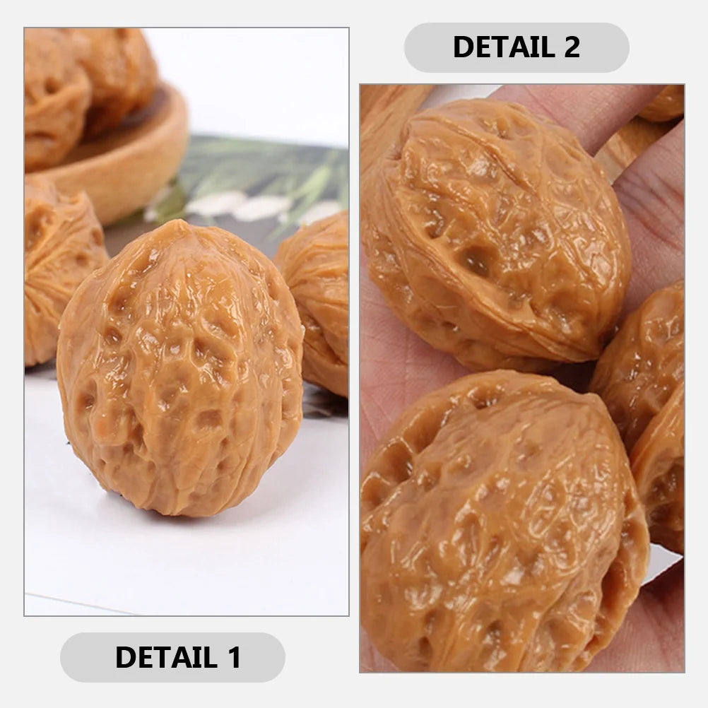 6 Pcs Faux Walnut Artificial Nuts Decorations W52266