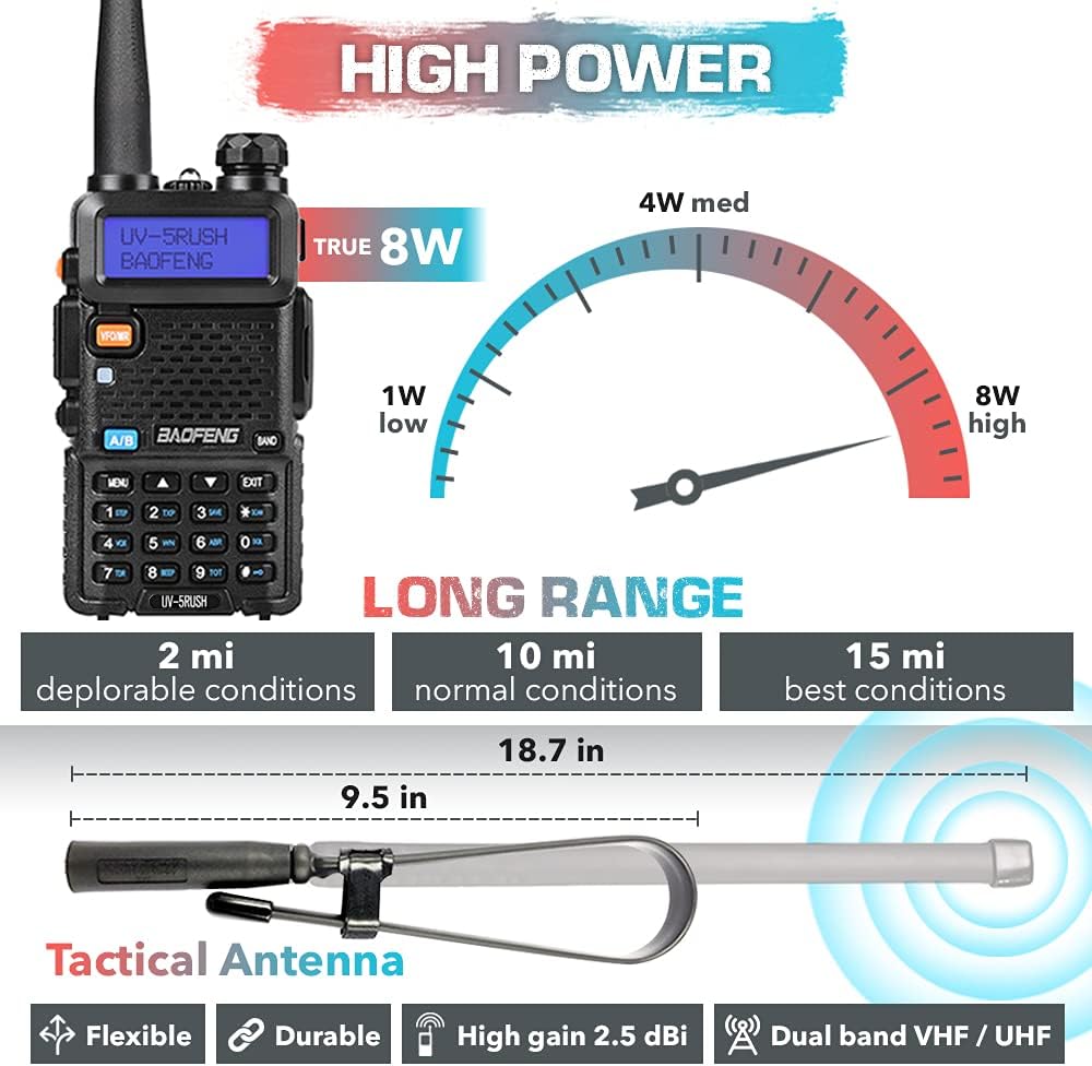 8W Two Way Radio with 3800mAh and 2800mAh Batteries O949