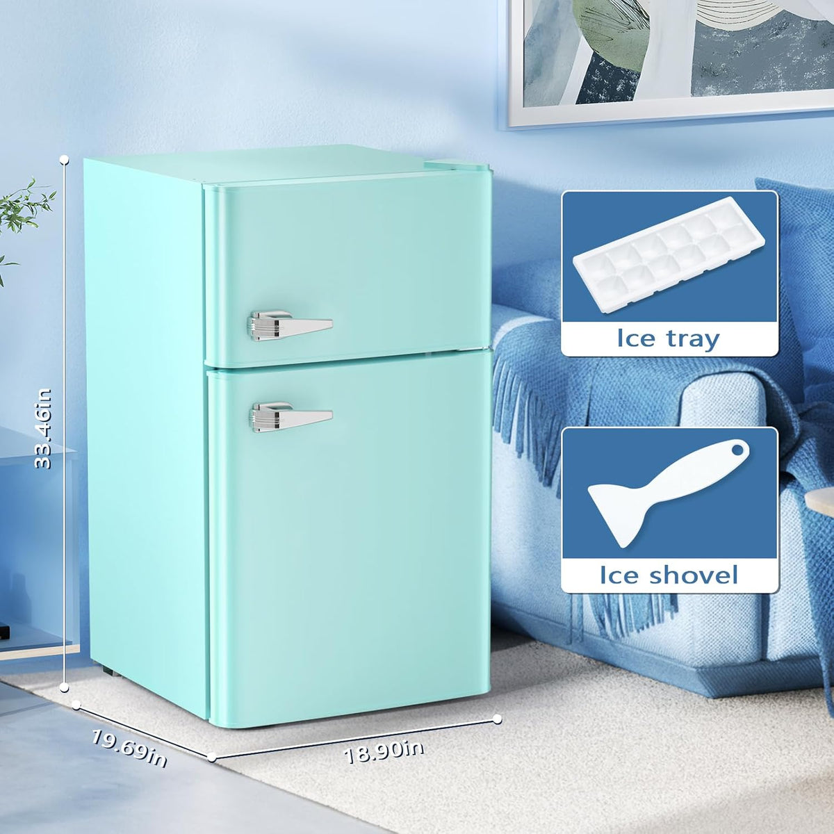 Compact Mini Refrigerator Separate Freezer, 3.2 cu ft. Green P710