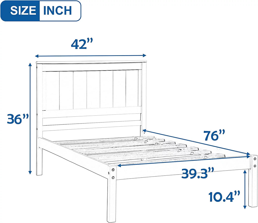 Full Size Solid Wood Platform Bed Frame with Headboard, Espresso U93270