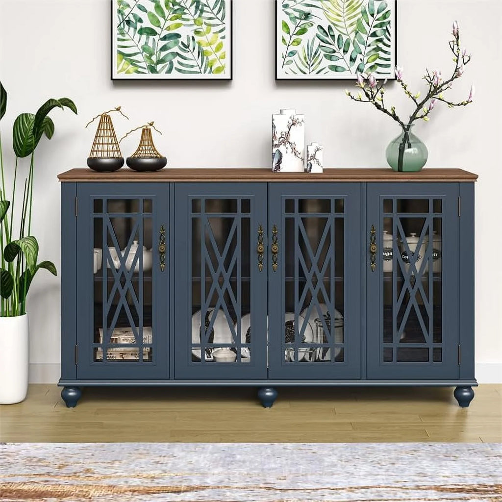 Vintage Wood Kitchen Buffet Sideboard Cabinet E1842