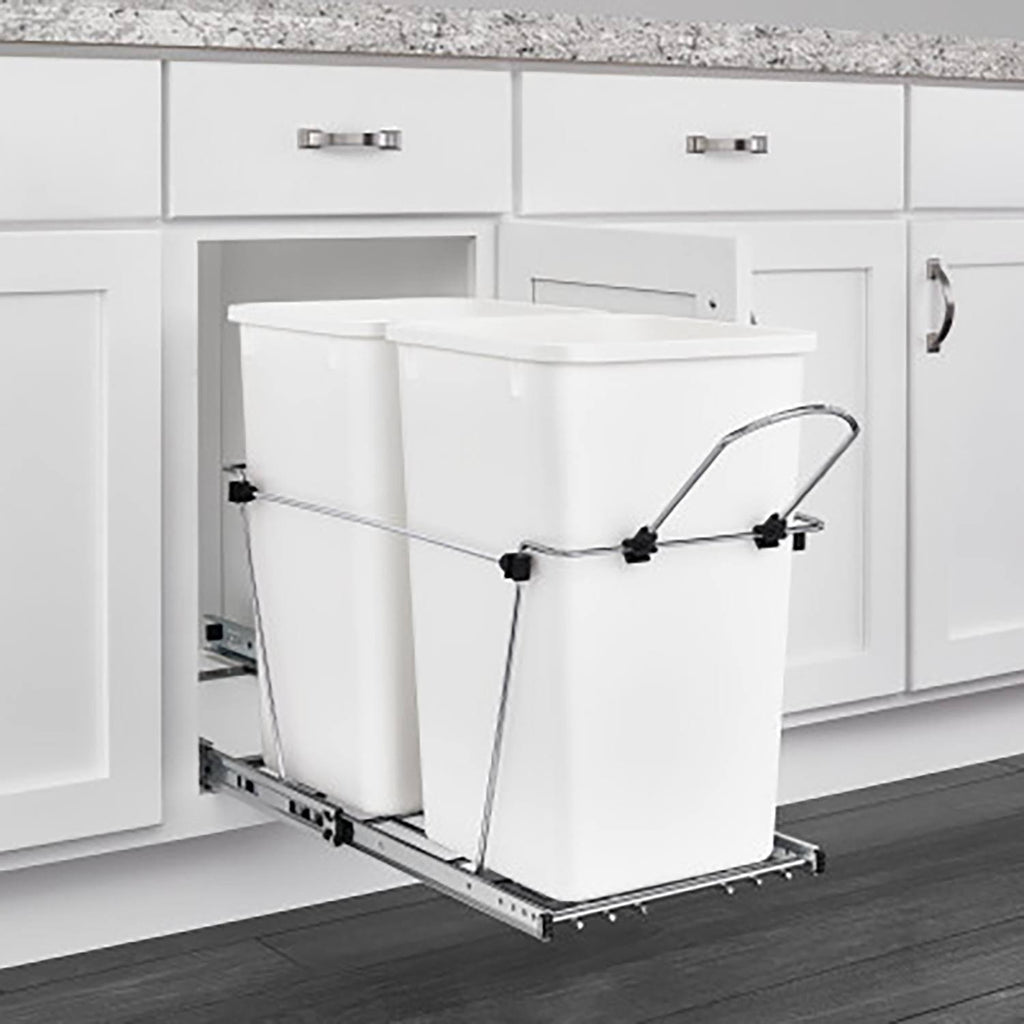 Double 27-Qt Kitchen Cabinet Pullout Waste Container D36555