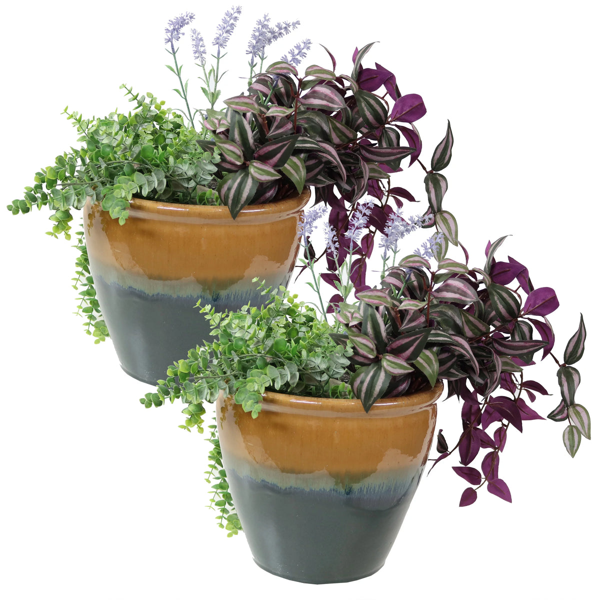 Set of 2 Glazed Ceramic Planters Z116289