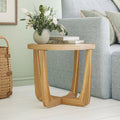 Rattan & Glass Side Table with Solid Wood Frame B33224