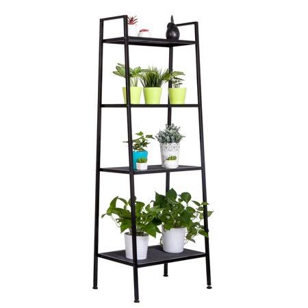 4 Tier Black Metal Ladder Shelf Bookcase Y2447