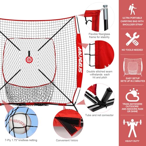 Baseball Softball Practice Net with Batting Tee and Bow Frame H146