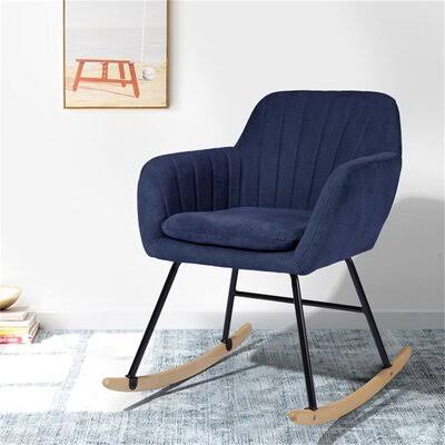 Blue Fabric Rocking Chair with Armrest M440