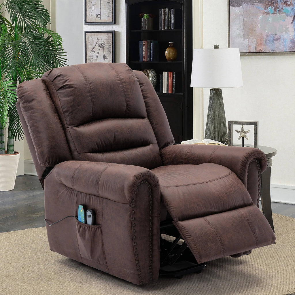 Dark Brown Power Lift Recliner with Massage W526