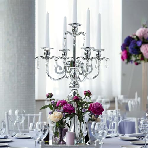 20'' Tall Crystal 5 Arm Candle Holders Set of 4 Black H99928