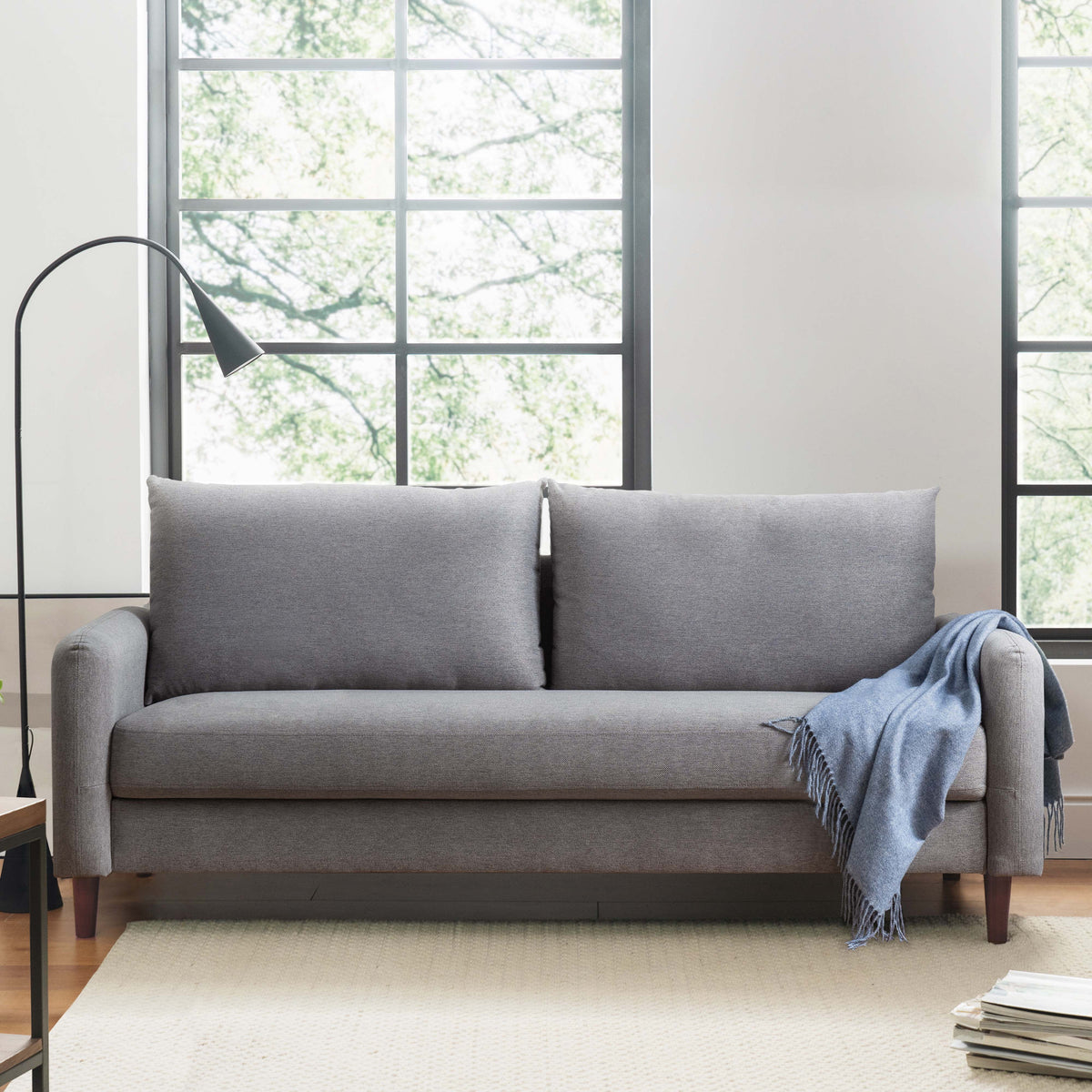 Light Grey Sofa with Curved Arms V63200