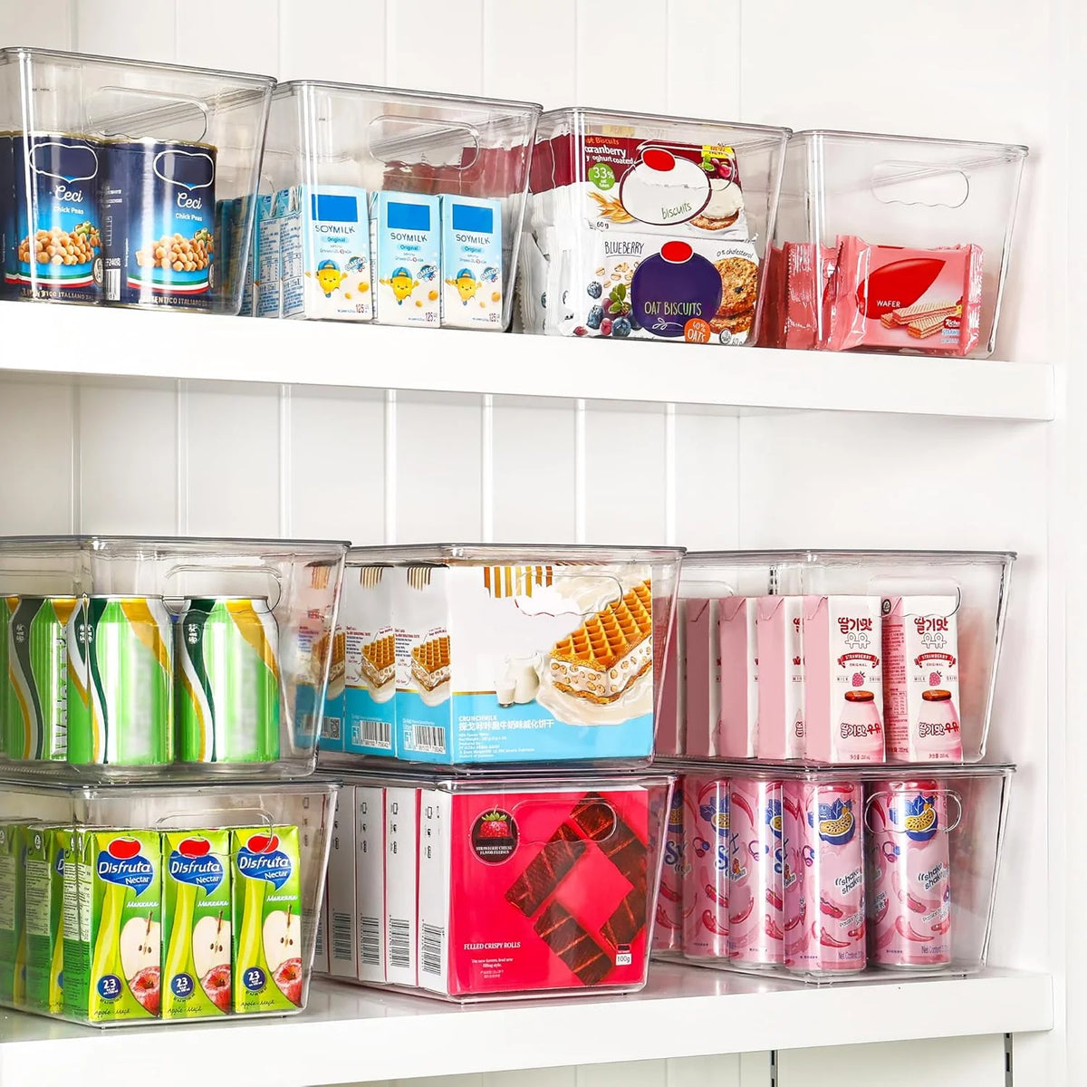 Clear Stackable Storage Bins with Lids, Large Plastic Containers with Handle E587