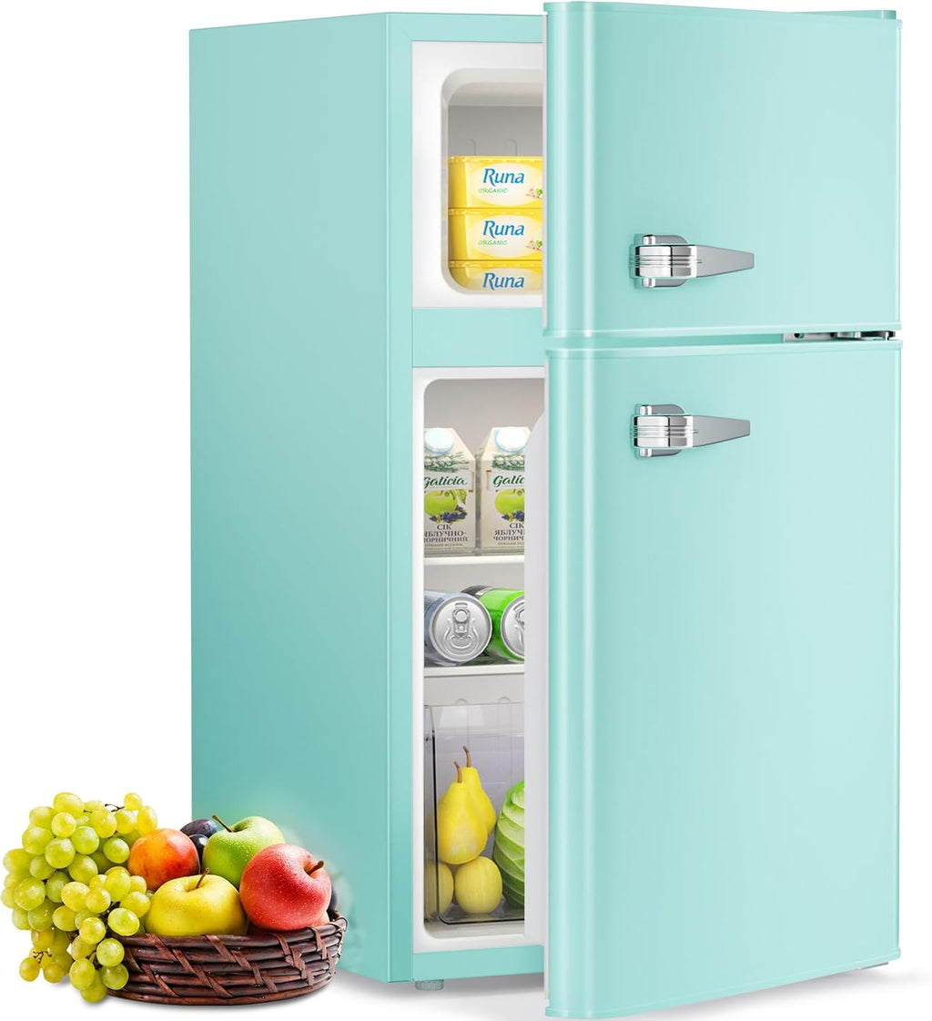 Compact Mini Refrigerator Separate Freezer, 3.2 cu ft. Green P710