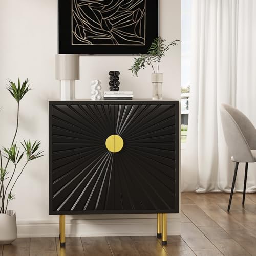 White Accent Storage Cabinet with Gold Handle Set 2 E607