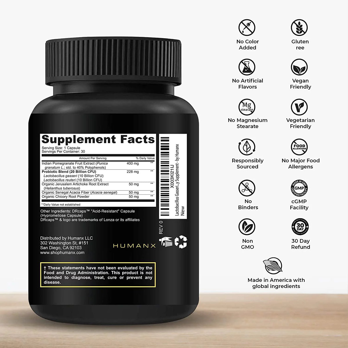 Probiotic Supplement with Lactobacillus Gasseri & Reuteri, 20 Billion CFU, Delayed Release Capsules N501