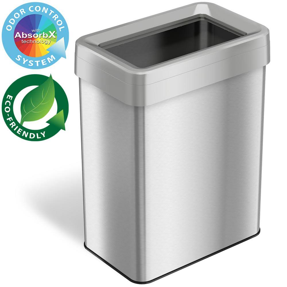 18 Gallon Stainless Steel Open Top Rectangular Trash Can J829